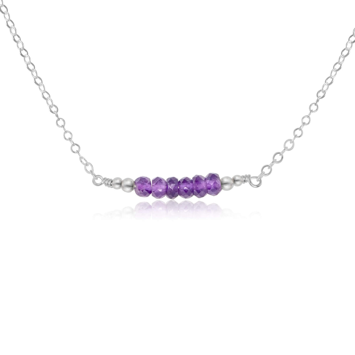Faceted Bead Bar Necklace - Amethyst - Sterling Silver - Luna Tide Handmade Jewellery