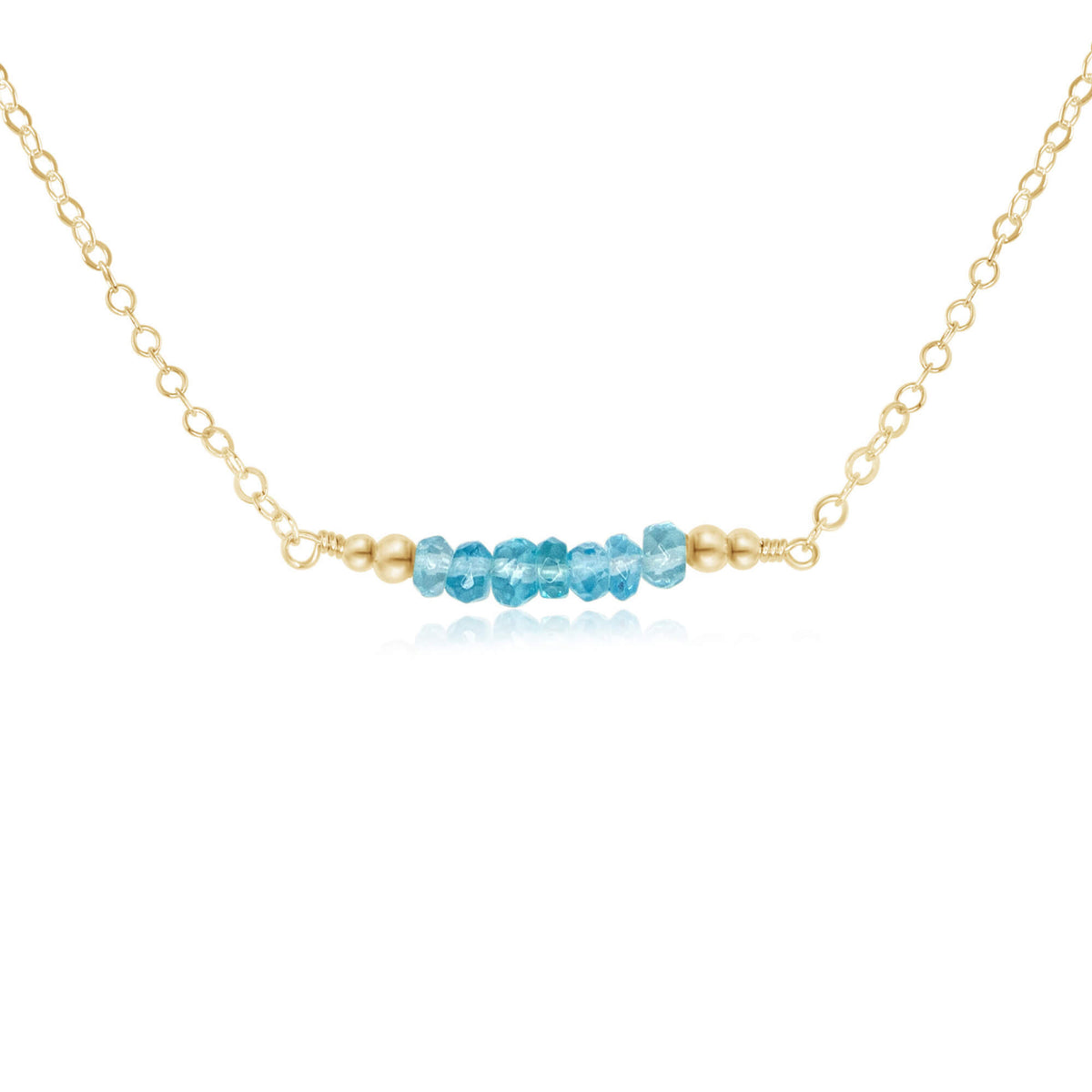 Faceted Bead Bar Necklace - Apatite - 14K Gold Fill - Luna Tide Handmade Jewellery