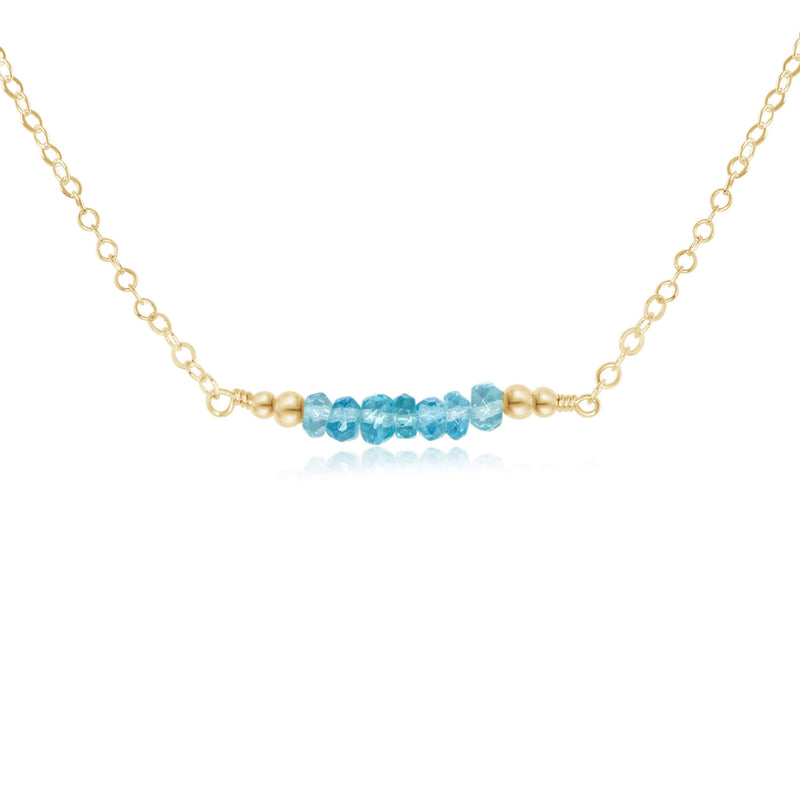 Faceted Bead Bar Necklace - Apatite - 14K Gold Fill - Luna Tide Handmade Jewellery