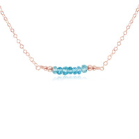 Faceted Bead Bar Necklace - Apatite - 14K Rose Gold Fill - Luna Tide Handmade Jewellery