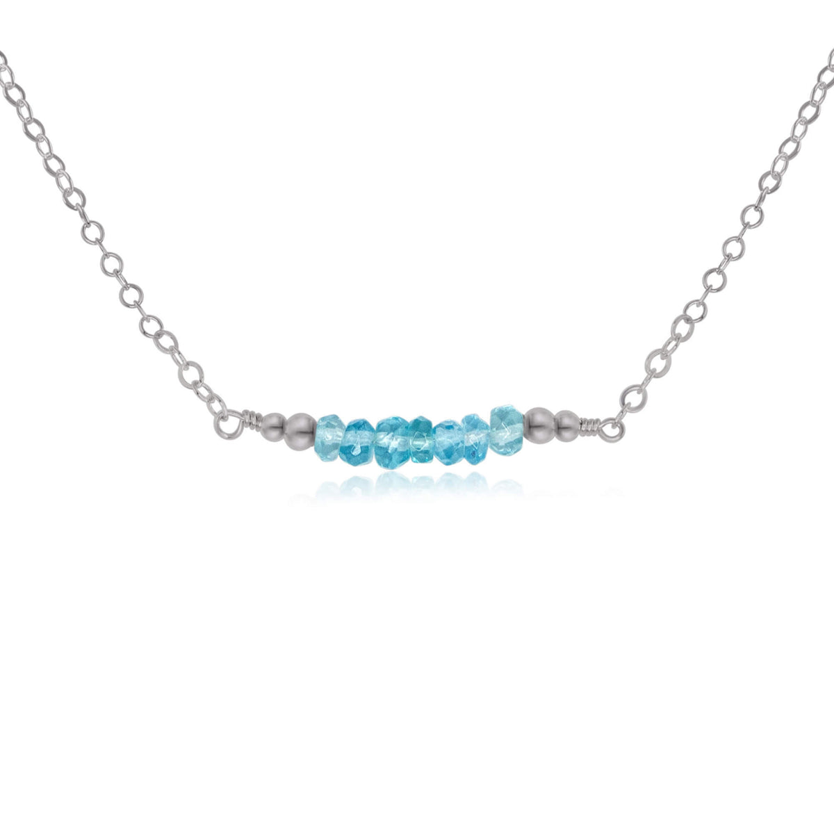 Faceted Bead Bar Necklace - Apatite - Stainless Steel - Luna Tide Handmade Jewellery