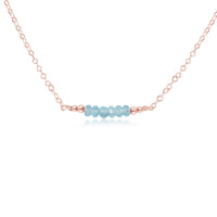Faceted Bead Bar Necklace - Aquamarine - 14K Rose Gold Fill - Luna Tide Handmade Jewellery