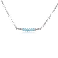 Faceted Bead Bar Necklace - Aquamarine - Stainless Steel - Luna Tide Handmade Jewellery