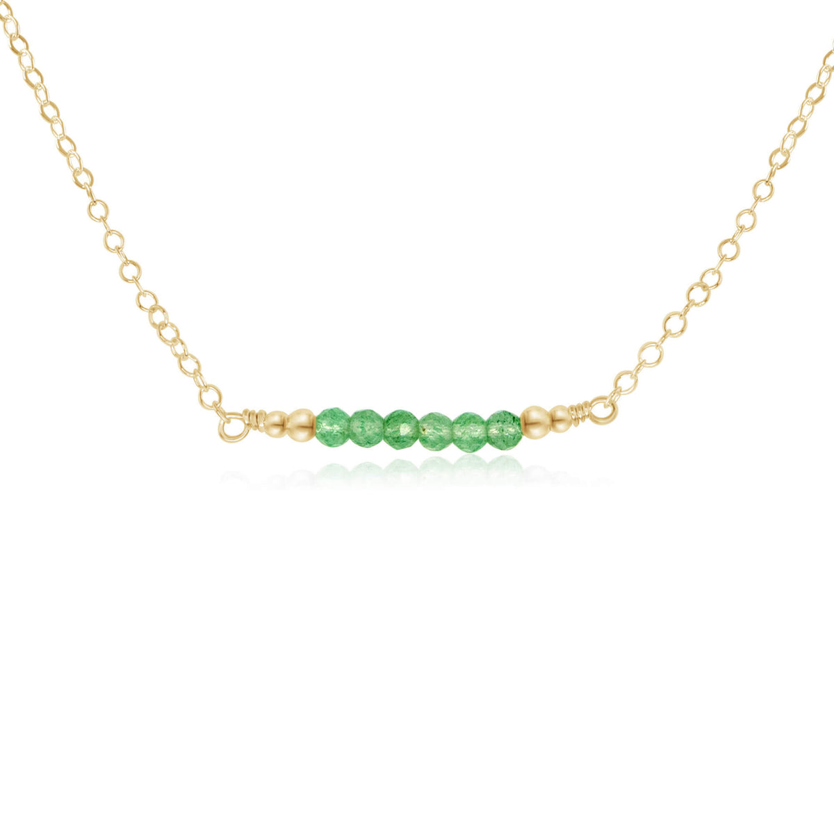 Faceted Bead Bar Necklace - Aventurine - 14K Gold Fill - Luna Tide Handmade Jewellery
