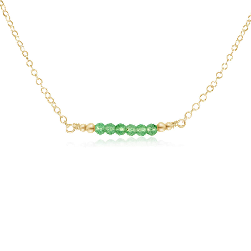 Faceted Bead Bar Necklace - Aventurine - 14K Gold Fill - Luna Tide Handmade Jewellery