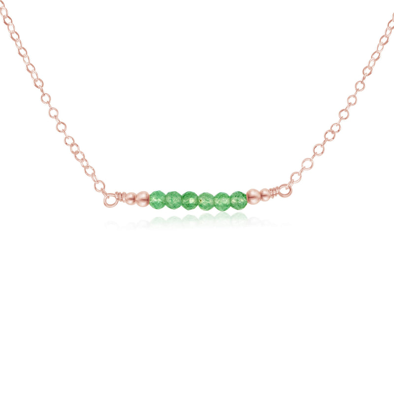 Faceted Bead Bar Necklace - Aventurine - 14K Rose Gold Fill - Luna Tide Handmade Jewellery
