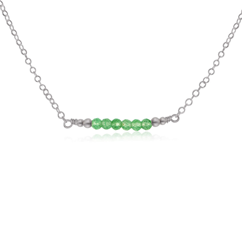 Faceted Bead Bar Necklace - Aventurine - Stainless Steel - Luna Tide Handmade Jewellery