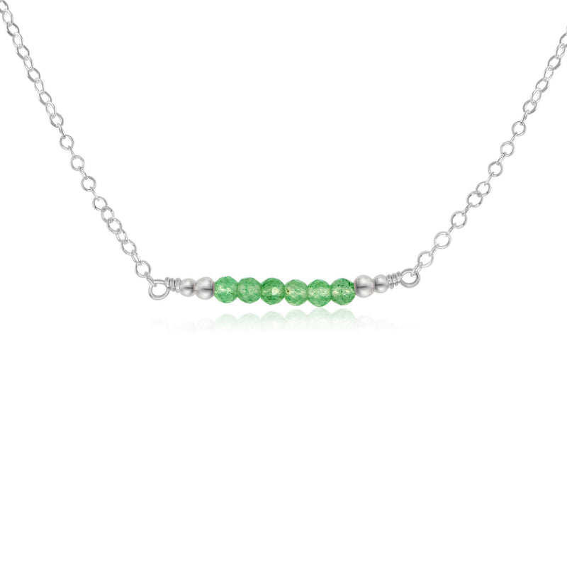 Faceted Bead Bar Necklace - Aventurine - Sterling Silver - Luna Tide Handmade Jewellery