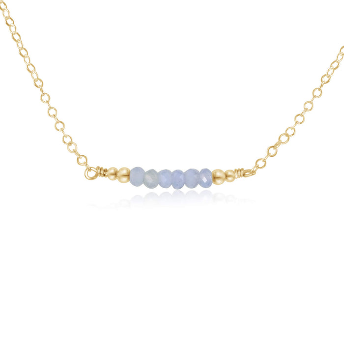 Faceted Bead Bar Necklace - Blue Lace Agate - 14K Gold Fill - Luna Tide Handmade Jewellery