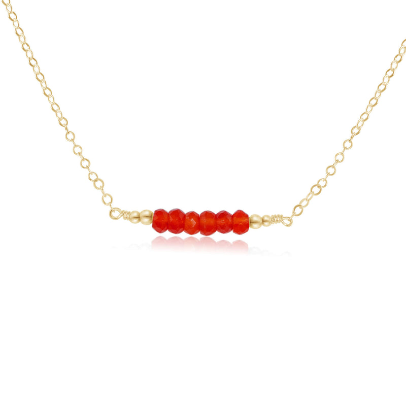 Faceted Bead Bar Necklace - Carnelian - 14K Gold Fill - Luna Tide Handmade Jewellery