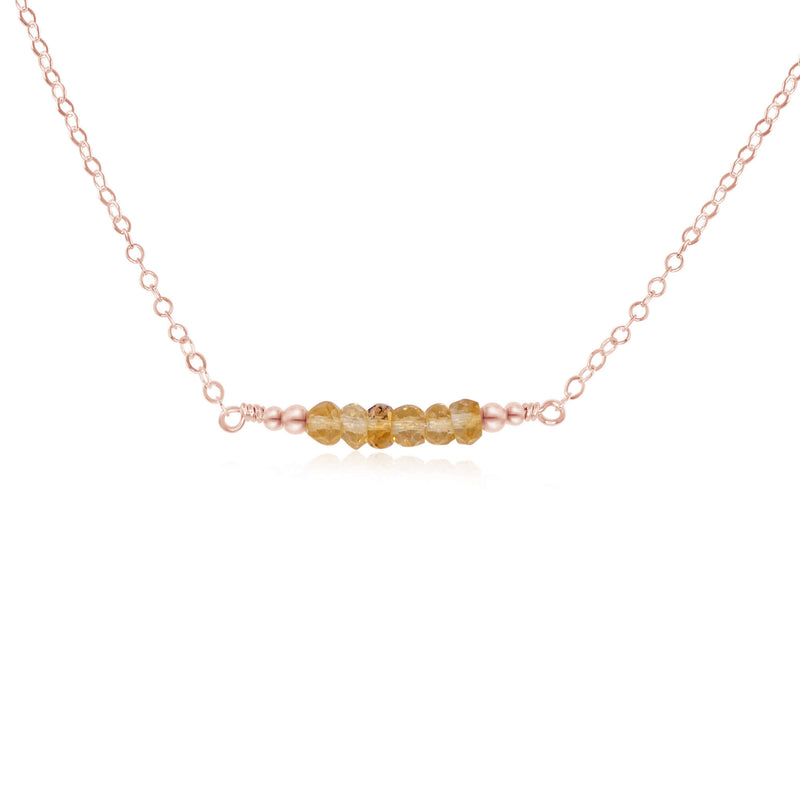 Faceted Bead Bar Necklace - Citrine - 14K Rose Gold Fill - Luna Tide Handmade Jewellery