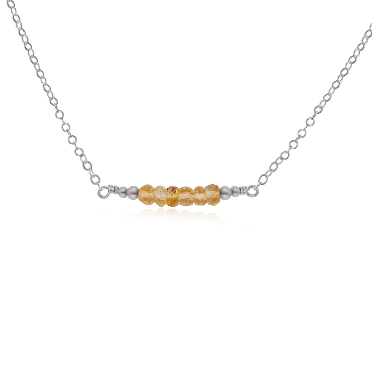 Faceted Bead Bar Necklace - Citrine - Stainless Steel - Luna Tide Handmade Jewellery