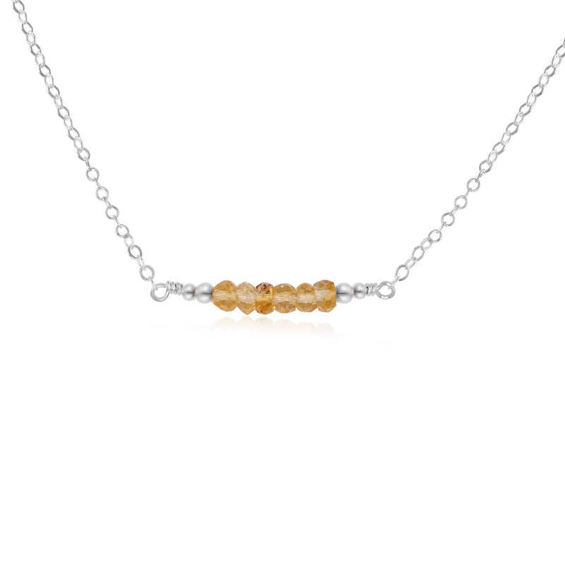 Faceted Bead Bar Necklace - Citrine - Sterling Silver - Luna Tide Handmade Jewellery