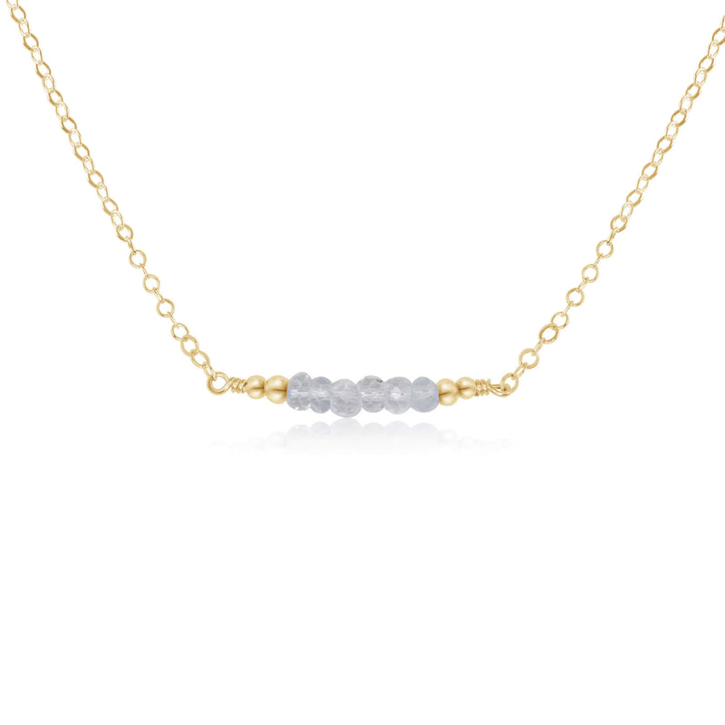 Faceted Bead Bar Necklace - Crystal Quartz - 14K Gold Fill - Luna Tide Handmade Jewellery