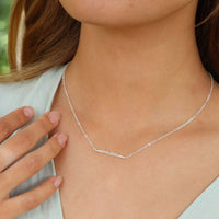 Faceted Bead Bar Necklace - Crystal Quartz - Sterling Silver - Luna Tide Handmade Jewellery