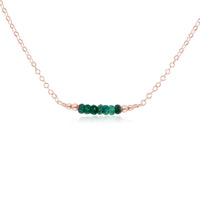 Faceted Bead Bar Necklace - Emerald - 14K Rose Gold Fill - Luna Tide Handmade Jewellery