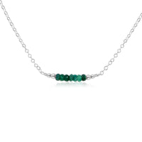 Faceted Bead Bar Necklace - Emerald - Sterling Silver - Luna Tide Handmade Jewellery