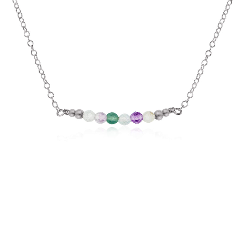 Faceted Bead Bar Necklace - Fluorite - Stainless Steel - Luna Tide Handmade Jewellery