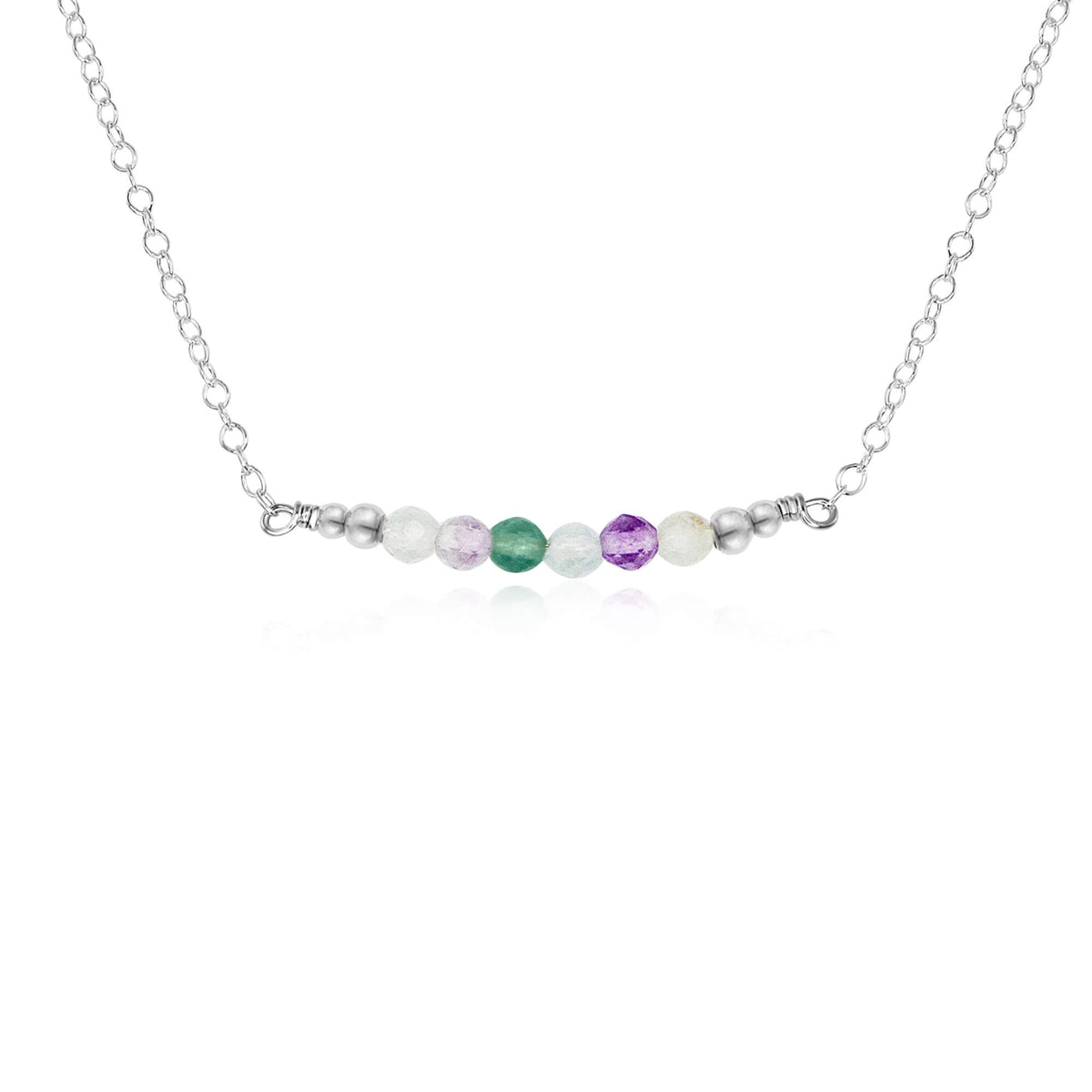 Faceted Bead Bar Necklace - Fluorite - Sterling Silver - Luna Tide Handmade Jewellery