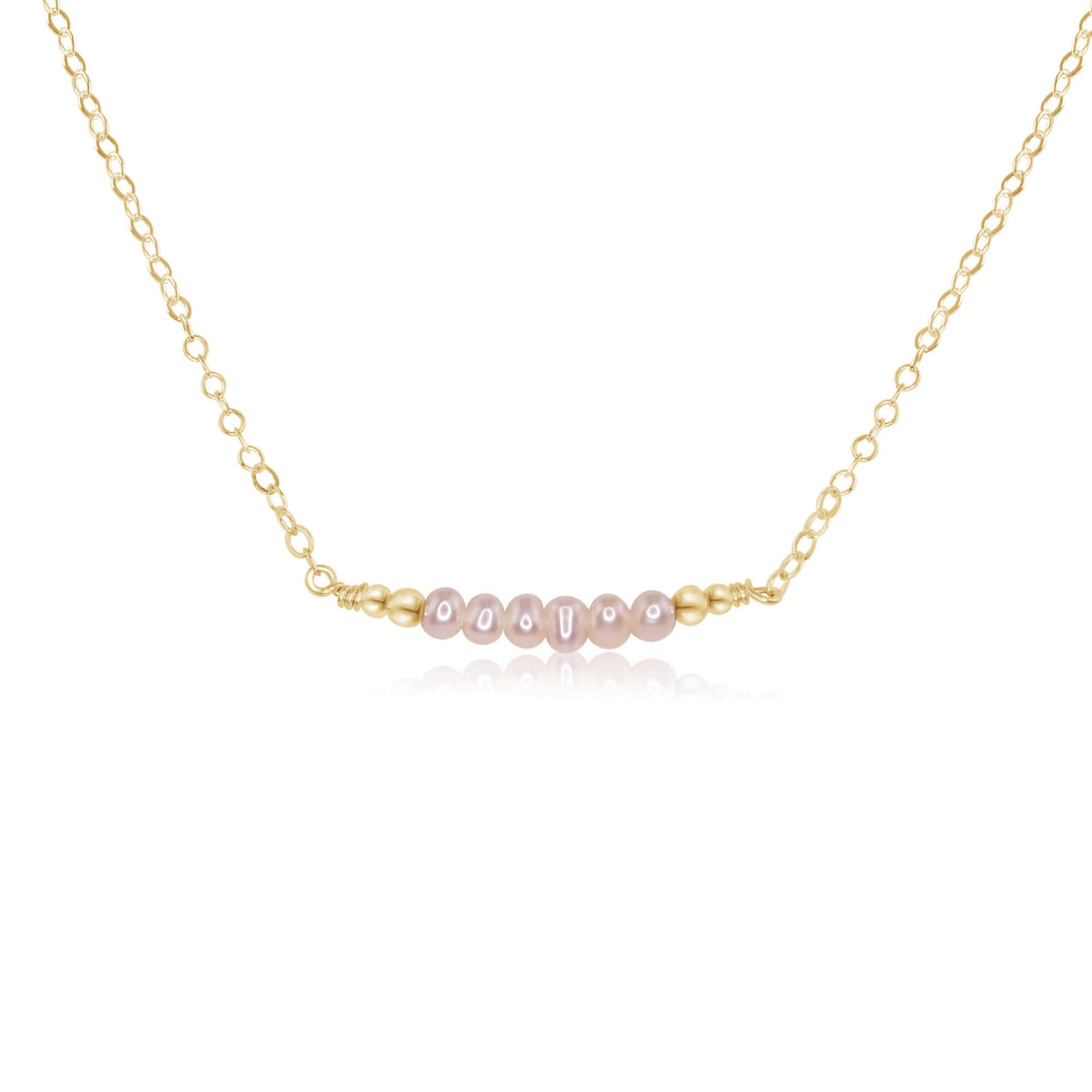 Faceted Bead Bar Necklace - Freshwater Pearl - 14K Gold Fill - Luna Tide Handmade Jewellery