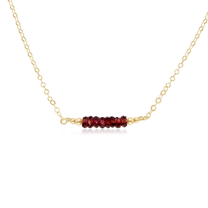 Faceted Bead Bar Necklace - Garnet - 14K Gold Fill - Luna Tide Handmade Jewellery