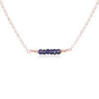 Faceted Bead Bar Necklace - Iolite - 14K Rose Gold Fill - Luna Tide Handmade Jewellery