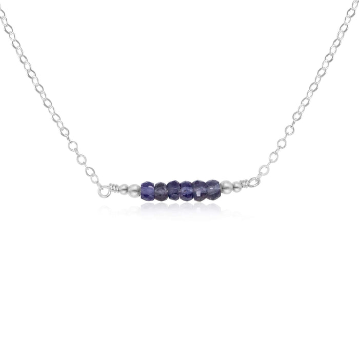 Faceted Bead Bar Necklace - Iolite - Sterling Silver - Luna Tide Handmade Jewellery