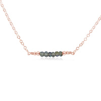 Faceted Bead Bar Necklace - Labradorite - 14K Rose Gold Fill - Luna Tide Handmade Jewellery