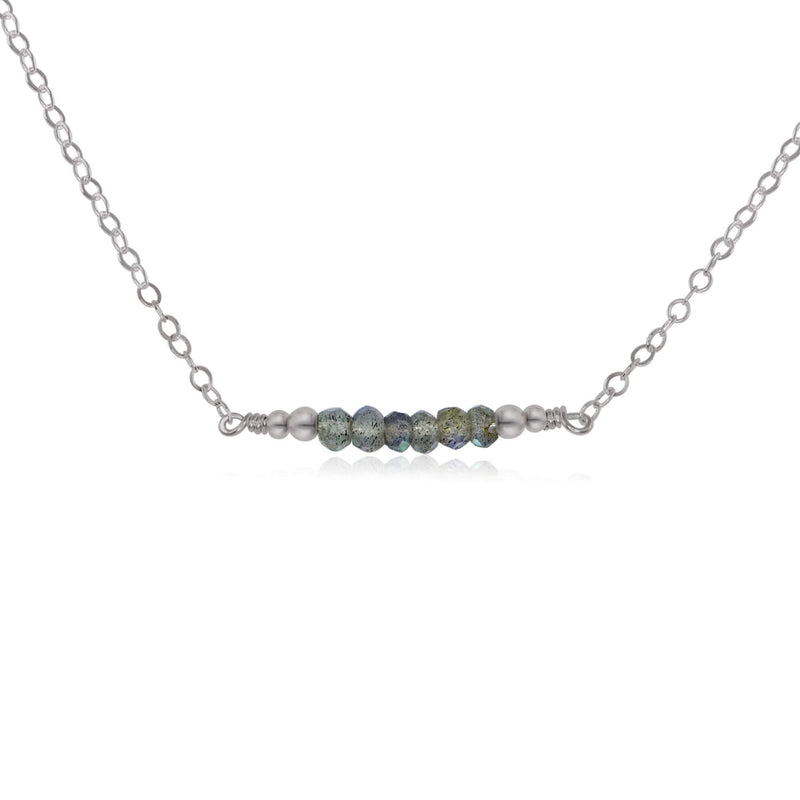 Faceted Bead Bar Necklace - Labradorite - Stainless Steel - Luna Tide Handmade Jewellery