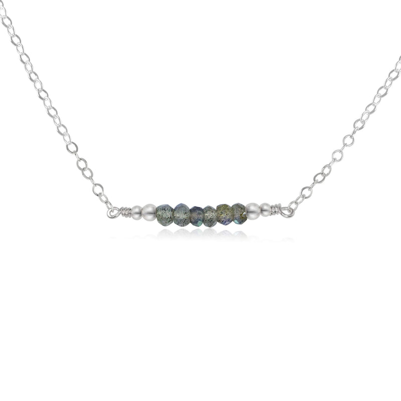 Faceted Bead Bar Necklace - Labradorite - Sterling Silver - Luna Tide Handmade Jewellery