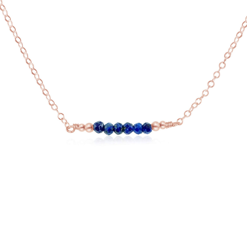 Faceted Bead Bar Necklace - Lapis Lazuli - 14K Rose Gold Fill - Luna Tide Handmade Jewellery