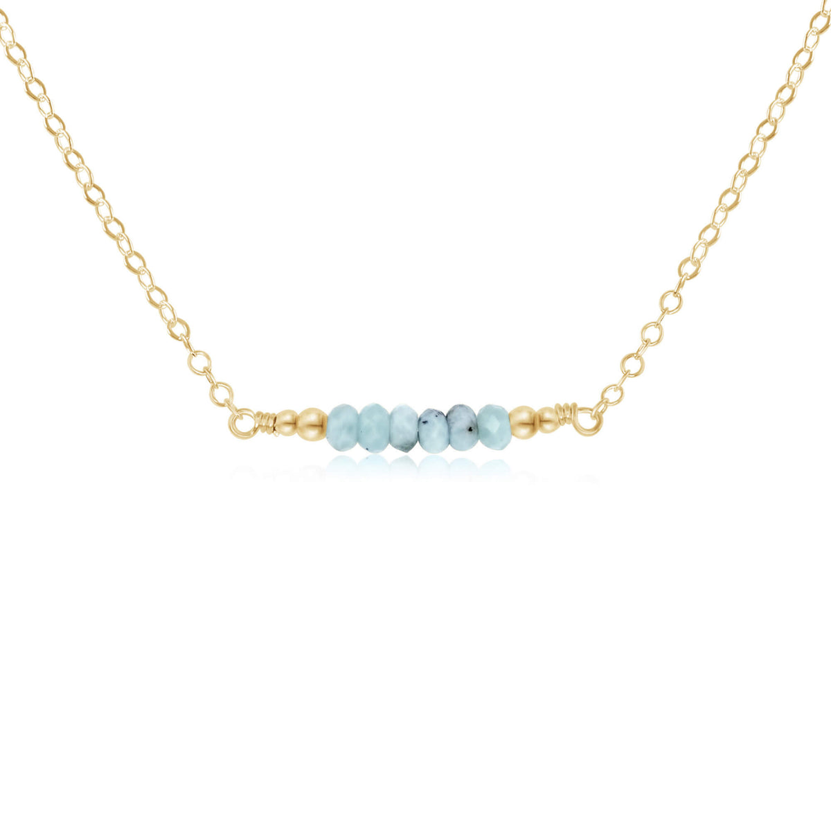 Faceted Bead Bar Necklace - Larimar - 14K Gold Fill - Luna Tide Handmade Jewellery