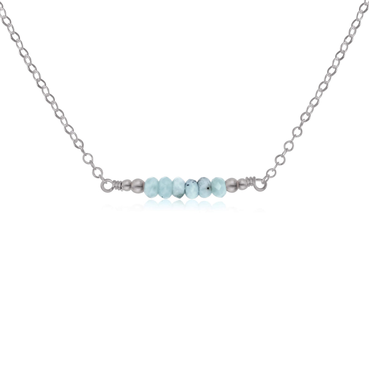Faceted Bead Bar Necklace - Larimar - Stainless Steel - Luna Tide Handmade Jewellery