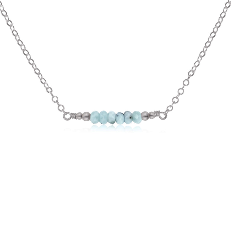 Faceted Bead Bar Necklace - Larimar - Stainless Steel - Luna Tide Handmade Jewellery