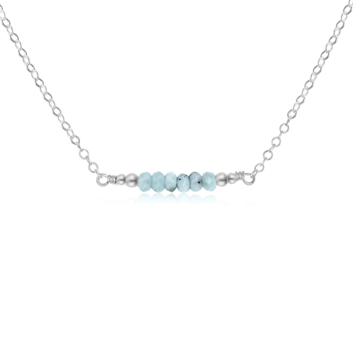 Faceted Bead Bar Necklace - Larimar - Sterling Silver - Luna Tide Handmade Jewellery