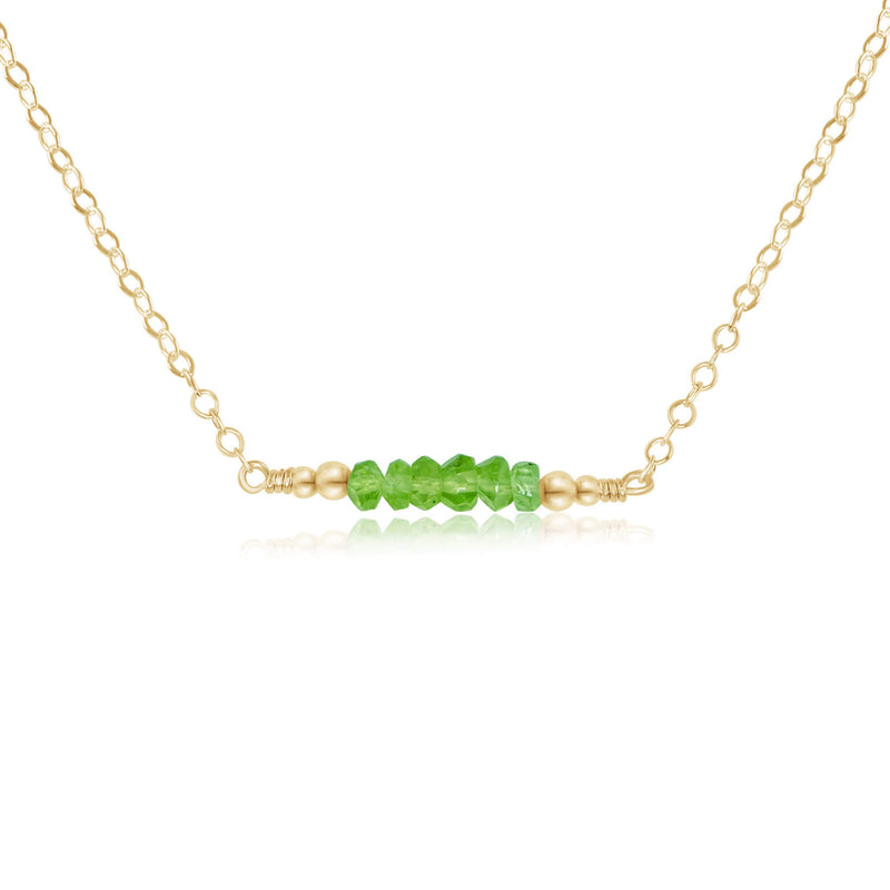 Faceted Bead Bar Necklace - Peridot - 14K Gold Fill - Luna Tide Handmade Jewellery