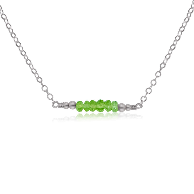 Faceted Bead Bar Necklace - Peridot - Stainless Steel - Luna Tide Handmade Jewellery