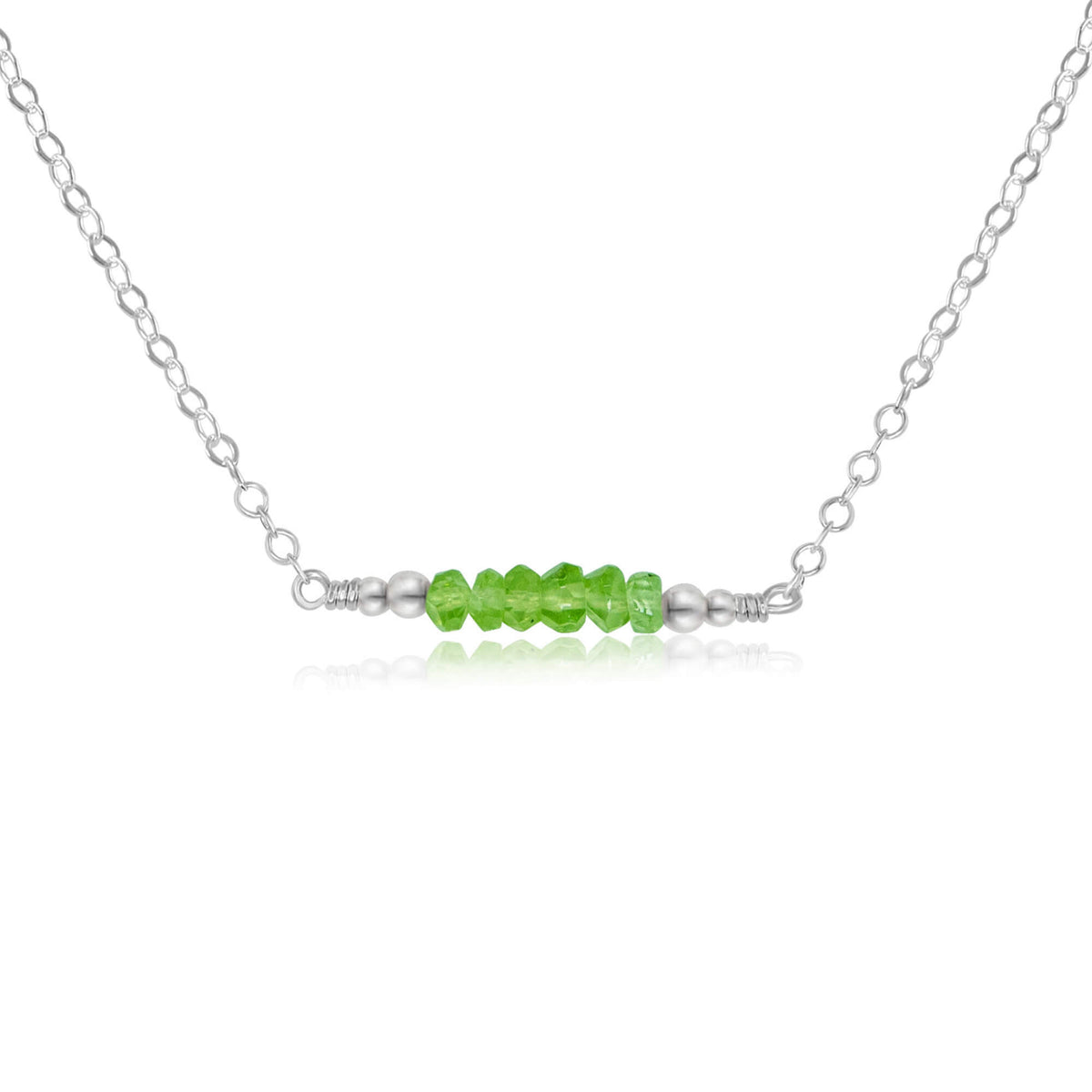 Faceted Bead Bar Necklace - Peridot - Sterling Silver - Luna Tide Handmade Jewellery