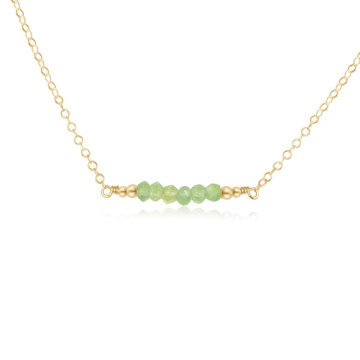 Faceted Bead Bar Necklace - Prehnite - 14K Gold Fill - Luna Tide Handmade Jewellery