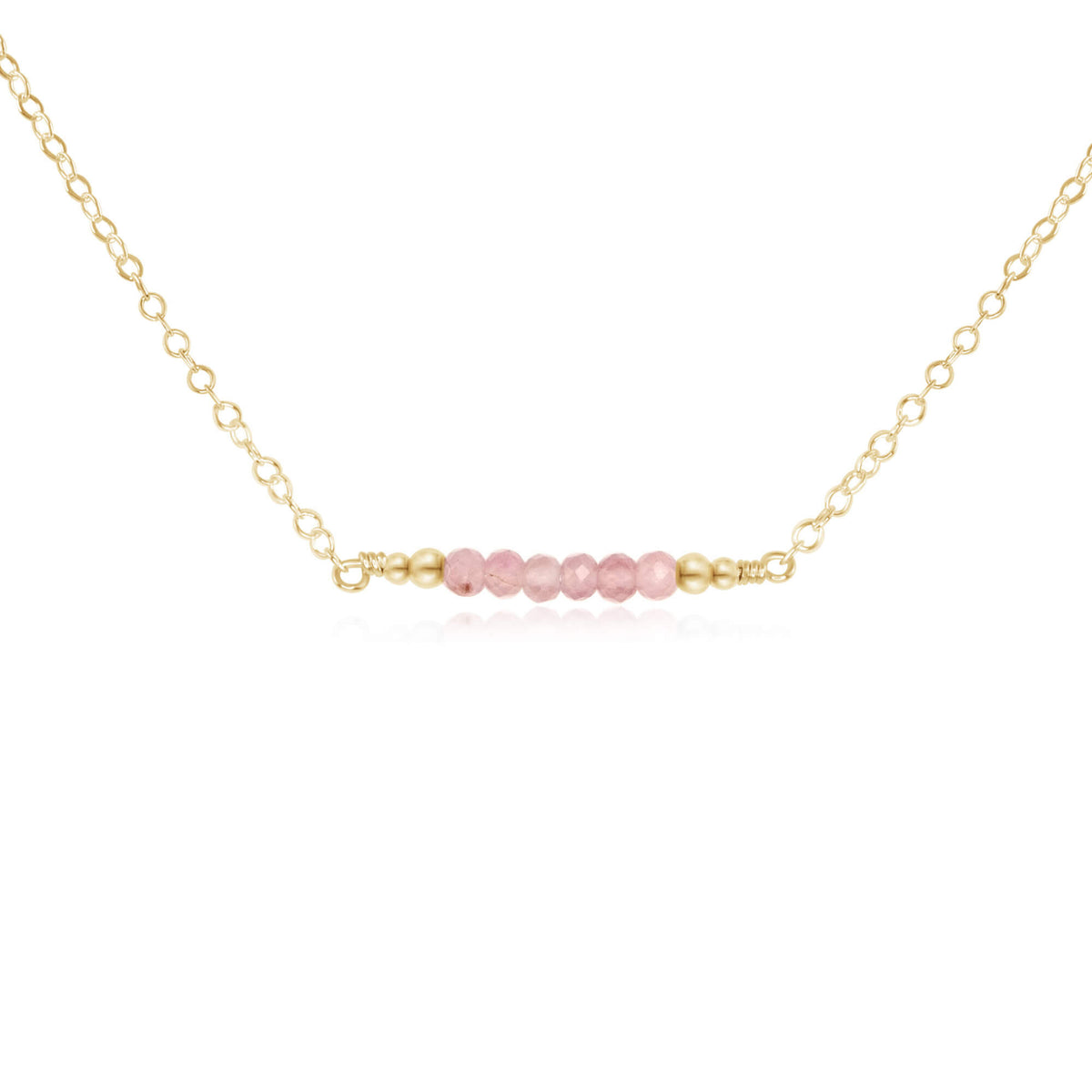 Faceted Bead Bar Necklace - Rose Quartz - 14K Gold Fill - Luna Tide Handmade Jewellery