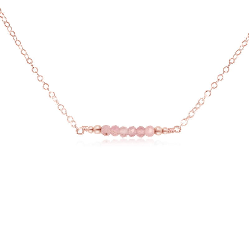 Faceted Bead Bar Necklace - Rose Quartz - 14K Rose Gold Fill - Luna Tide Handmade Jewellery