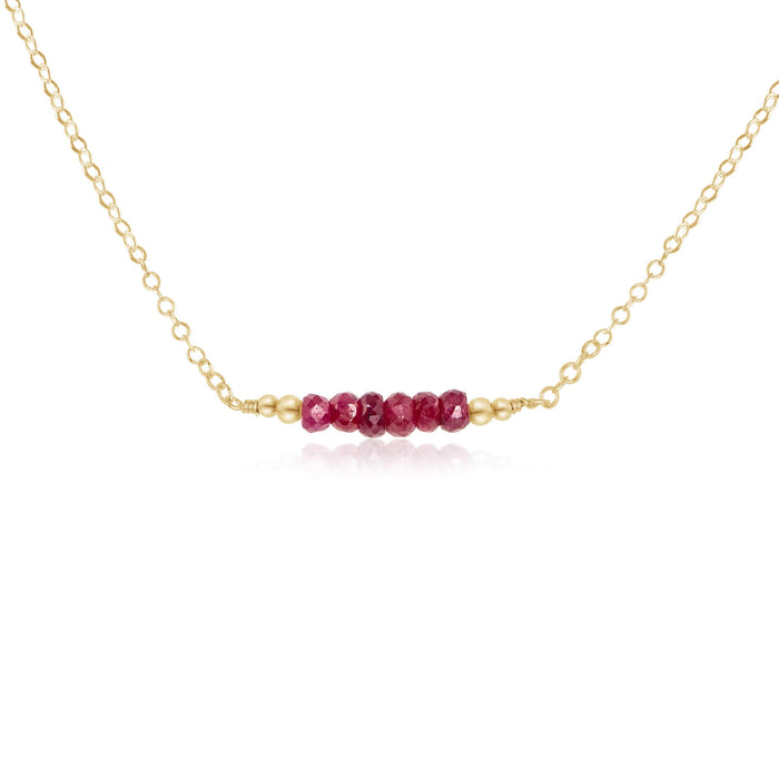 Faceted Bead Bar Necklace - Ruby - 14K Gold Fill - Luna Tide Handmade Jewellery