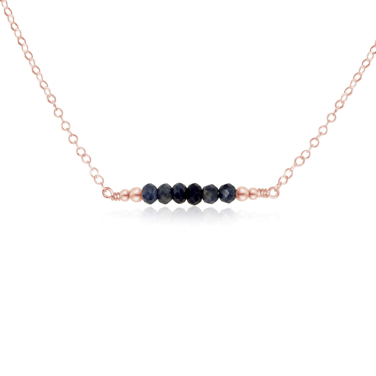 Faceted Bead Bar Necklace - Sapphire - 14K Rose Gold Fill - Luna Tide Handmade Jewellery