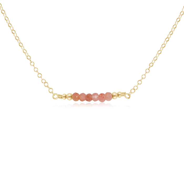 Faceted Bead Bar Necklace - Sunstone - 14K Gold Fill - Luna Tide Handmade Jewellery