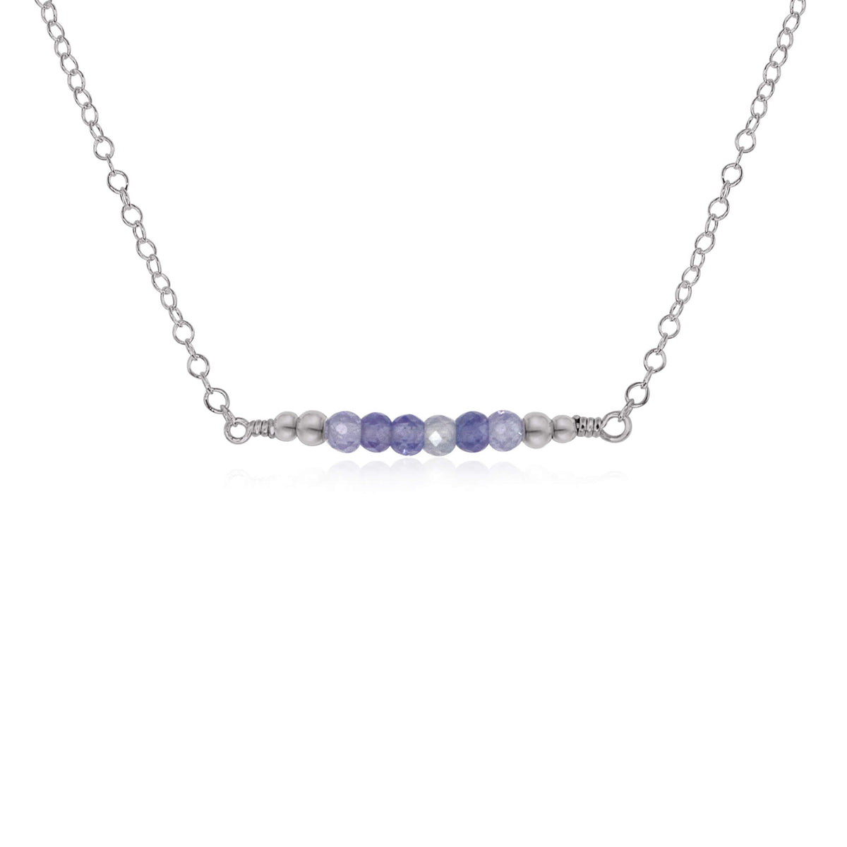 Faceted Bead Bar Necklace - Tanzanite - Stainless Steel - Luna Tide Handmade Jewellery