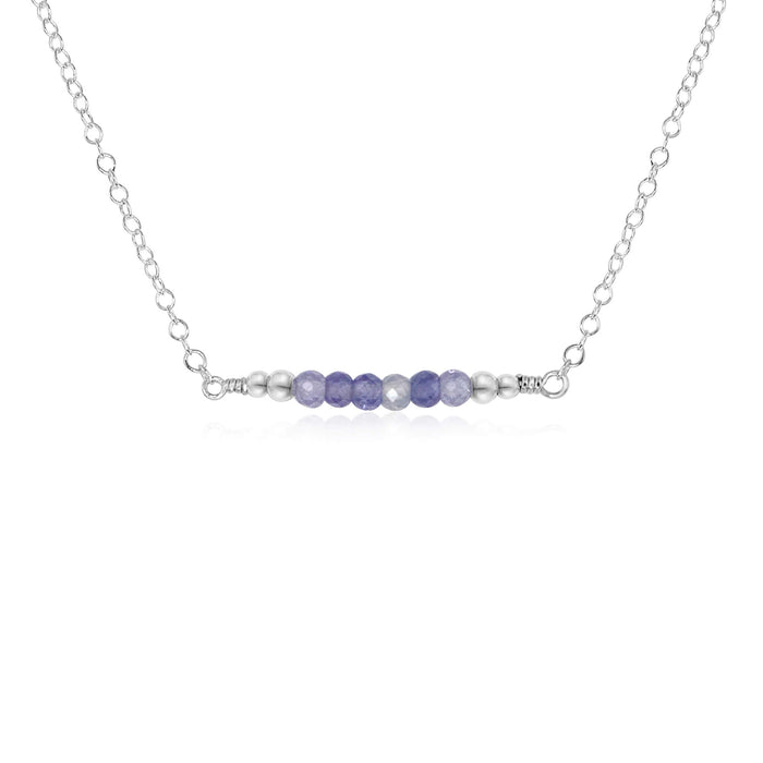 Faceted Bead Bar Necklace - Tanzanite - Sterling Silver - Luna Tide Handmade Jewellery