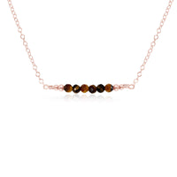 Faceted Bead Bar Necklace - Tigers Eye - 14K Rose Gold Fill - Luna Tide Handmade Jewellery