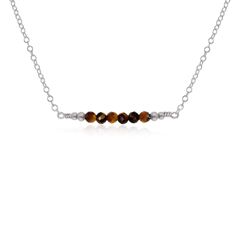 Faceted Bead Bar Necklace - Tigers Eye - Stainless Steel - Luna Tide Handmade Jewellery