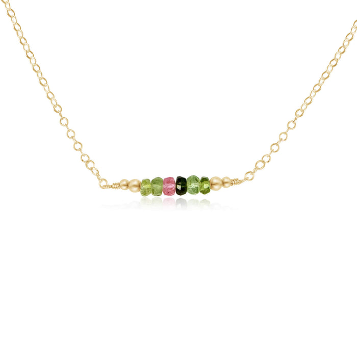 Faceted Bead Bar Necklace - Tourmaline - 14K Gold Fill - Luna Tide Handmade Jewellery