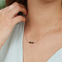 Faceted Bead Bar Necklace - Tourmaline - 14K Rose Gold Fill - Luna Tide Handmade Jewellery